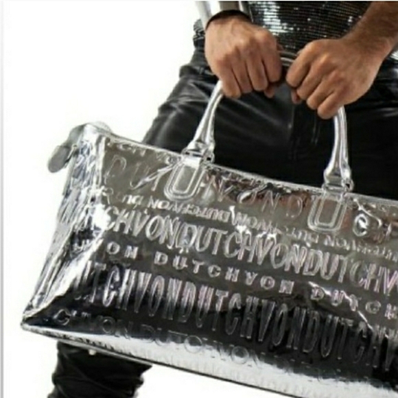Von Dutch Other - NWT! Von Dutch Metallic Silver Mirrored Weekender Gym Duffel Bag (Retail $379)